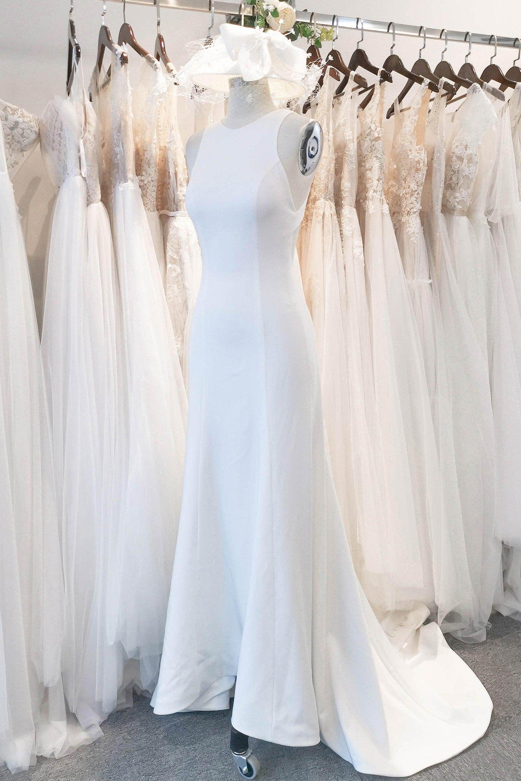 Mermaid Sweep-Brush Train Stretch Satin Wedding Dress CW3122 - COCOMELODY